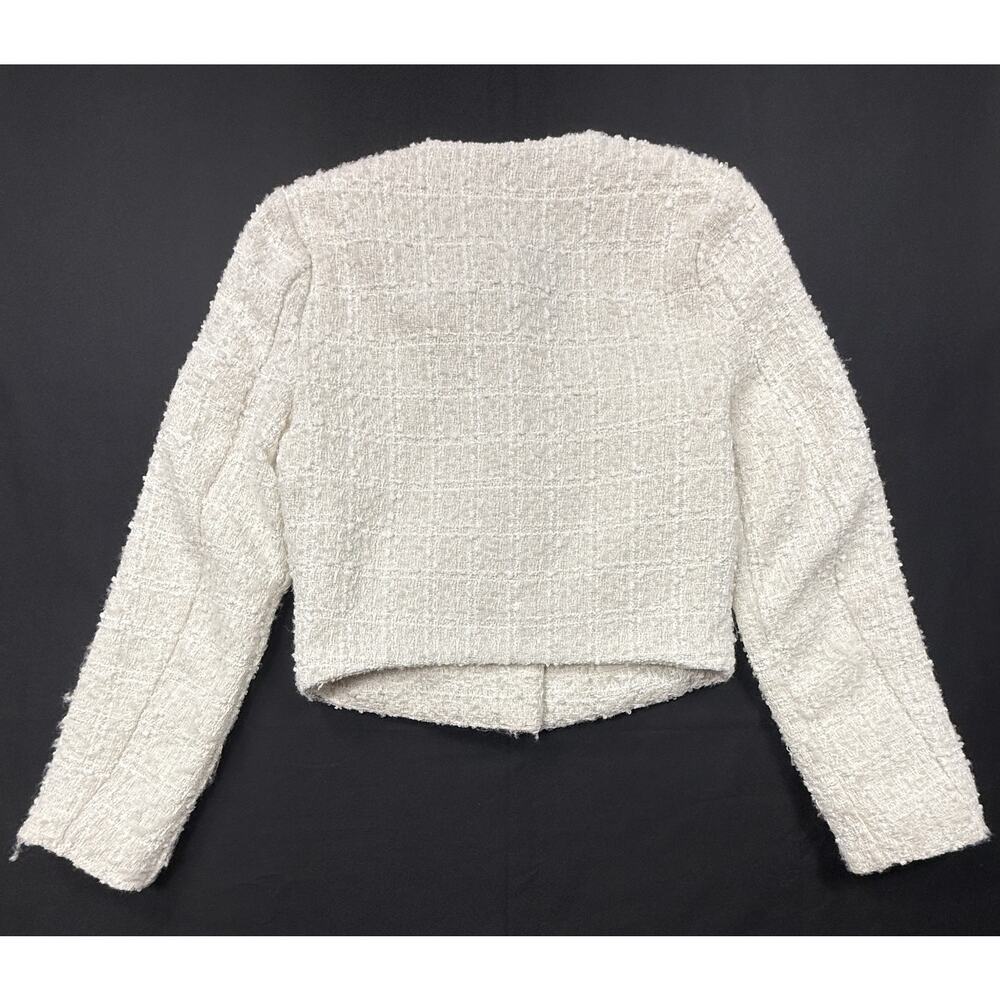 Mark Edwards Studio Tweed Crop Blazer Jacket Sz XS Ivory Blazer - Picture 8 of 12